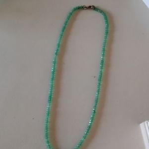 Natural emerald beaded necklace AAA+faceted rondelle green emerald necklace 925
